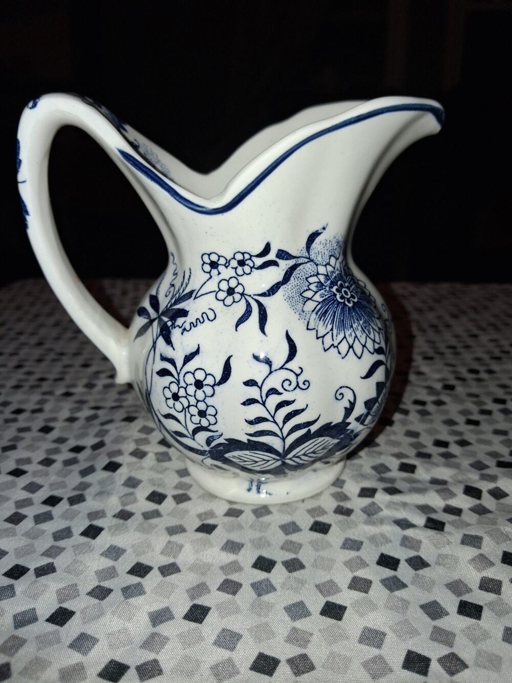 Enesco Blue Onion Small Creamer Pitcher Blue White Ceramic